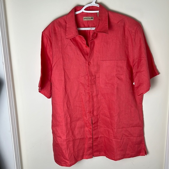 Natural Blue By Visitors Linen Shirt Size Large - Picture 5 of 15